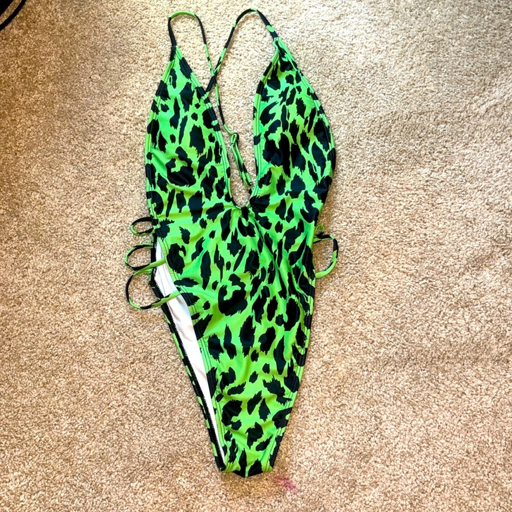 Leopard print one piece bathing suit